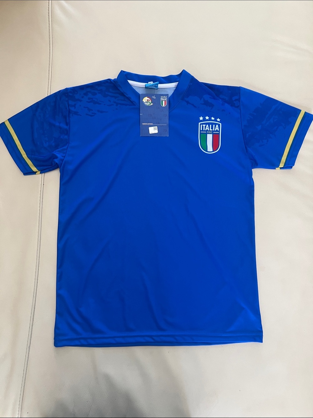 Italina Kids Blue Soccer Jersey with Yellow Trim